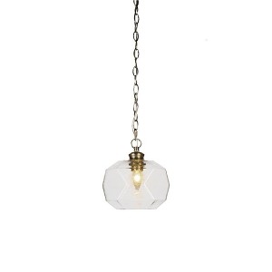 Toltec Lighting Rocklin 1 - Light Pendant in  New Aged Brass with 8.75" Clear Bubble Shade - 1 of 1