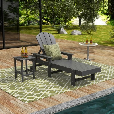 WestinTrends Malibu 2 Piece Adirondack Poly Reclining Chaise Lounge With Arms & Wheels
