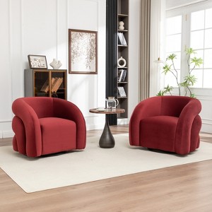 SEYNAR Modern Glam Velvet 360 Degree Swivel Accent Armchair with Tufted Back Set of 2 - 1 of 4