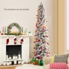 Tangkula 4.5/6/7FT Pre-lit Artificial Christmas Tree Snow-flocked Pencil Xmas Tree with 100/150/210 Warm White Lights 258/373/466 Branch Tips - 2 of 4