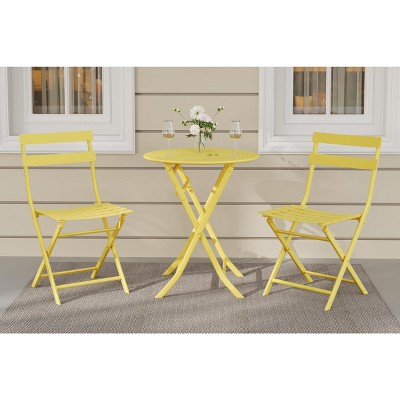 3 Piece Patio Set,Folding Patio Table and Chairs, Folding Outdoor Patio Furniture Sets,Weather Resistant Conversation Set