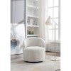 Ridstar Ivory White Teddy Fabric Swivel Accent Armchair Barrel Chair With Powder Coating Metal Ring - 2 of 4