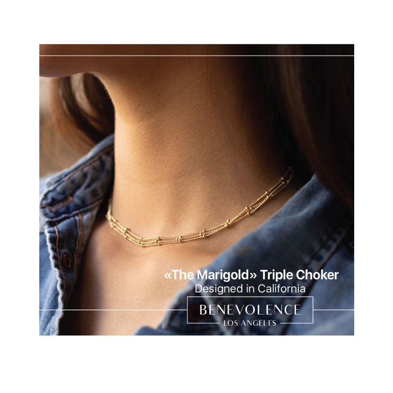 Benevolence LA Gold Choker Necklaces for Women - Satellite Beaded Chain Triple Layered Choker, 3 of 8