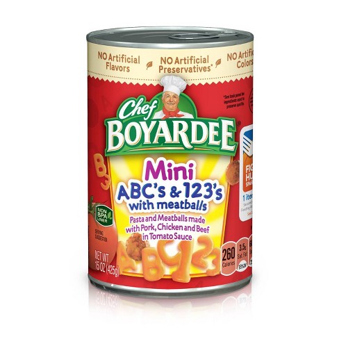 Chef Boyardee Mini ABC's & 123's With Meatballs 15 Oz : Target