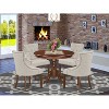 HomeStock 5-Piece Round Mahogany Finish Solid Wood Top Dining Table with 4 Parson Chair - 2 of 4