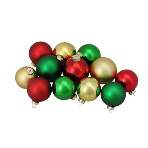 Northlight 72ct Red Green And Gold Shiny And Matte Glass Ball