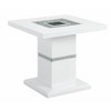 HomeRoots 24" White and Silver Glass and Wood Faux Crystal Bling Square Pedestal End Table - 4 of 4