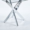 NicBex 35.43 Inch Square Dining Table with Tempered Glass Tabletop and Cross Metal Base for Living Dining Room,Conference Room - 4 of 4
