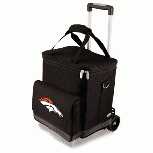 NFL Denver Broncos Cellar Six Bottle Wine Carrier and Cooler Tote with Trolley - 1 of 4