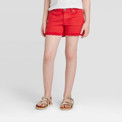 girls red shorts