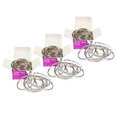 CLI Charles Leonard Nickel Plated Metal Book Rings 3" Silver 10 Per Pack 3 Packs (CHLR79-3)