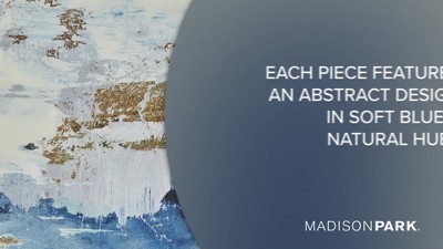 Blue Horizon 5-Piece Abstract Canvas Wall Art Set with Bronze Frame