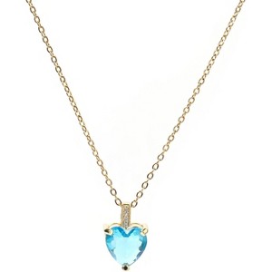 Birthstone Heart Necklace for Women, 14K Gold Plated with Cubic Zirconia Accents - 1 of 4