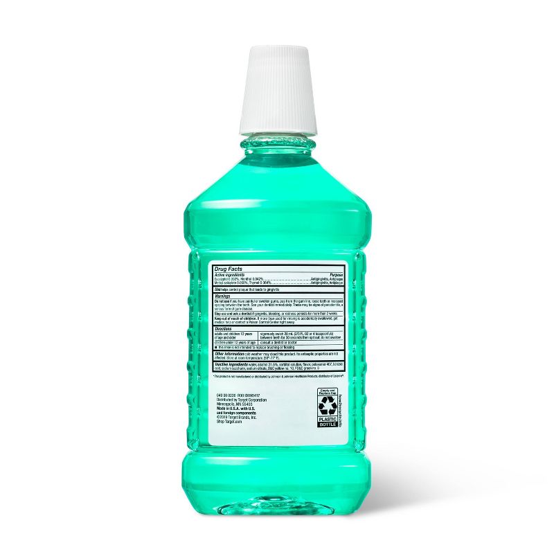 Antiseptic Green Mint Mouth Wash - 50.7 fl oz/2pk - up & up™, 4 of 5