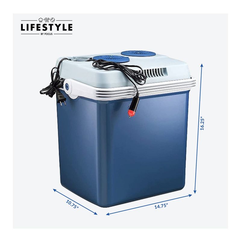 Lifestyle 27-Quart Electric Cooler/Warmer with Dual AC and DC Power Cords (Blue), 2 of 4