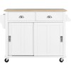 Kitchen Cart with Rubber Wood Drop-Leaf Countertop, Storage Cabinet and 2 Drawers - 4 of 4