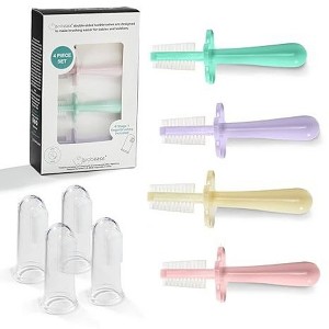 Grabease Baby & Toddler Silicone Double Sided Toothbrush, BPA-Free & Phthalate-Free - 4 Pack - 1 of 2