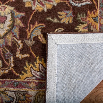 Elegant Ivory and Brown Hand-Tufted Wool Area Rug - 5' x 8'