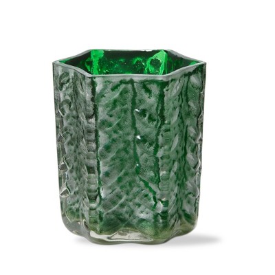 tag Dazzle Glass Tealight Candle Holder Green, 3.0L x 3.0W x 3.5H inches, Decorative Use Only