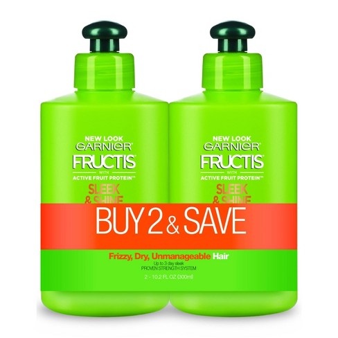 Garnier Fructis Active Fruit Protein Sleek & Shine Leave-in Conditioning  Cream Twin Pack - 20.4 Fl Oz : Target