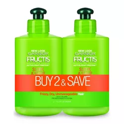 Garnier Fructis Active Fruit Protein Sleek & Shine Leave-In Conditioning Cream Twin Pack - 20.4 fl oz