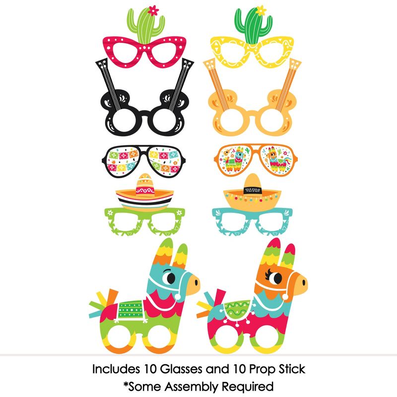 Big Dot of Happiness Pinata Party Glasses - Paper Card Stock Colorful Fiesta Photo Booth Props Kit - 10 Count, 3 of 6