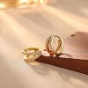 3Pairs 925 Sterling Silver, 14K Gold Plated Small Huggie Hoop Earrings Sets for Multiple Piercing CZ Cartilage Earrings Stacks - 4 of 4