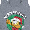 Women's - Garfield - Happy Holidays Wreath Graphic Racerback Tank - 2 of 4