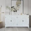 60" Accent Sideboard Cabinet with Carved Floral Doors,Rustic White Buffet Storage Console for Dining Room or Living Room-Baofuwish - 3 of 4