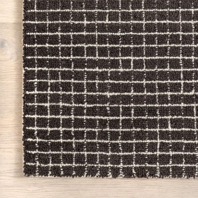 Hand-Tufted Charcoal Wool Rectangular Area Rug, 6' x 9'