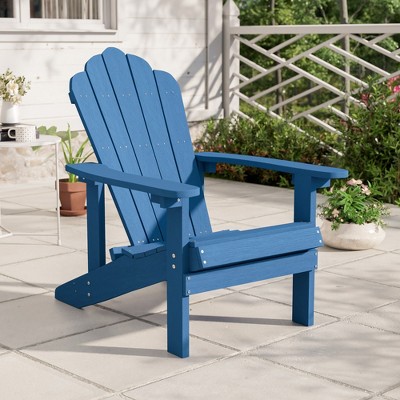 Sonkuki Faux Wood Adirondack Chair with High Back and Wide Seat
