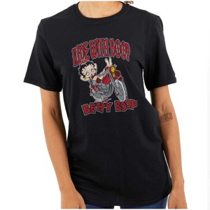 Cool Betty Boop Biker Ride Cartoon Womens Graphic T Shirt Tees Brisco Brands - 1 of 4