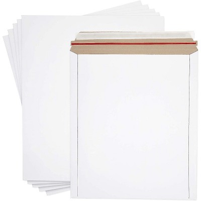 Juvale 100-Pack White Rigid Mailing Envelopes Document Stay Flat Mailers Self Seal Flap, 12.75 x 15 in