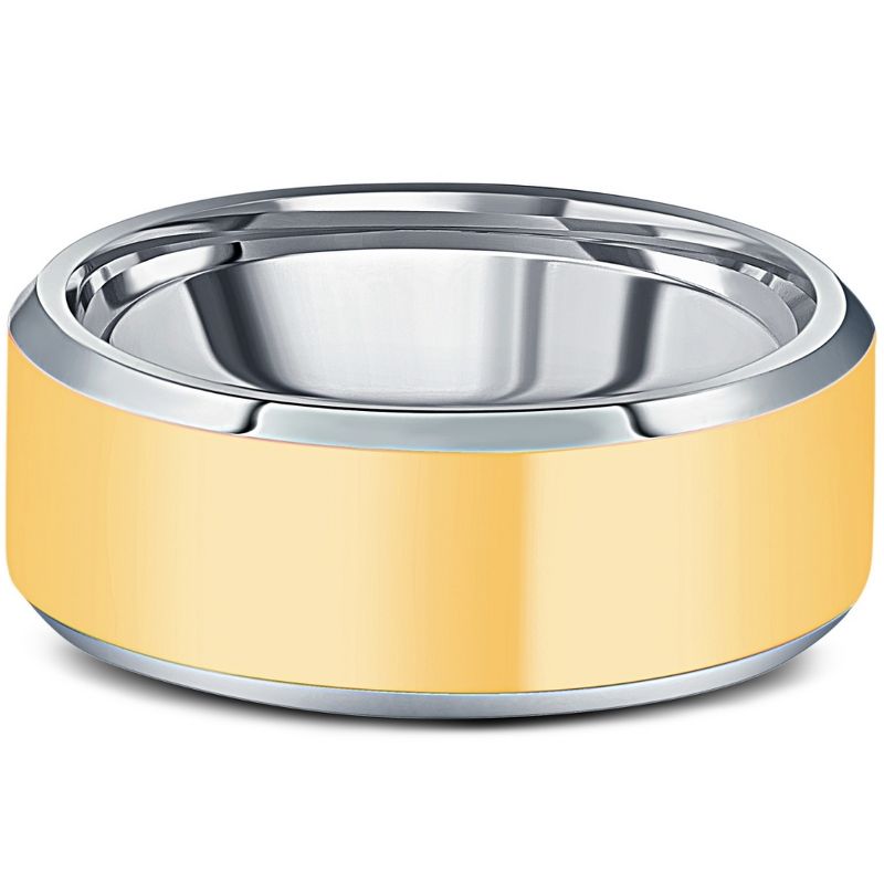 Pompeii3 Men's Polished Tungsten & Gold Plated Two Tone 8mm Ring Wedding Band, 1 of 5