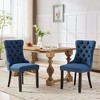 Set of 2 Modern High-End Tufted Linen Upholstered Dining Chair, Solid Rubberwood Chair with Wood Legs and Nailhead Trim - ModernLuxe - 2 of 4