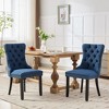 Set of 2 Modern High-End Tufted Linen Upholstered Dining Chair, Solid Rubberwood Chair with Wood Legs and Nailhead Trim - ModernLuxe - image 2 of 4