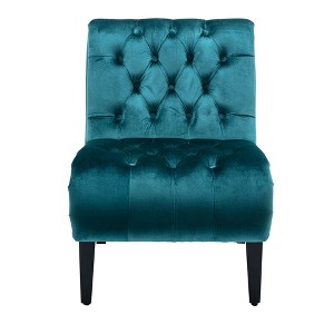 NicBex Armless Accent Chair with Tufted Button Back Modern Upholstered Velvet Sofa Chair with Wood Legs for Bedroom,Living Room - 1 of 4