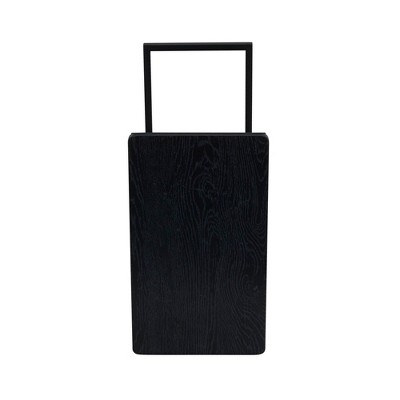 Black Oak and Metal C-Shaped Rectangular Side Table