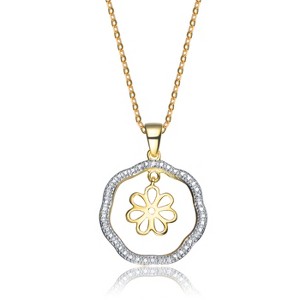 Guili Sterling Silver and 14K Gold Plated Two-Tone Outlined Flower Pendant, A Floral Design with Elegant Contrast, Perfect for Any Occasion - 1 of 3