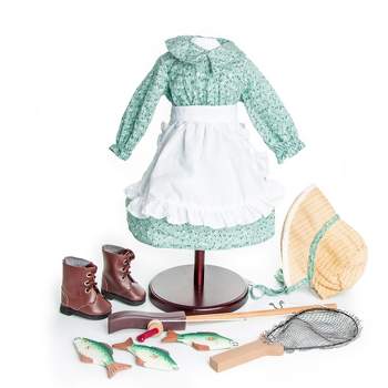 The Queen's Treasures 18 In Doll  Little House Prairie Outfit & Fishing Set