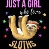 Junior's Design By Humans Just a Girl Who Loves Sloths By stellaandgrace T-Shirt - 2 of 2