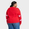 Women's Valentine's Day Pink Hearts Graphic Cardigan - Red - image 2 of 4