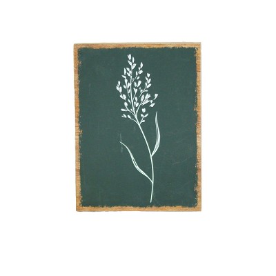 VIP Wood 9.5 in. Green Floral Pattern Wall Art
