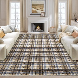 Plaid Washable Rug Area Rug for Bedroom Modern Living Room Rug Non Slip Tartan Large Area Rug Non Shedding Throw Rugs - 1 of 4