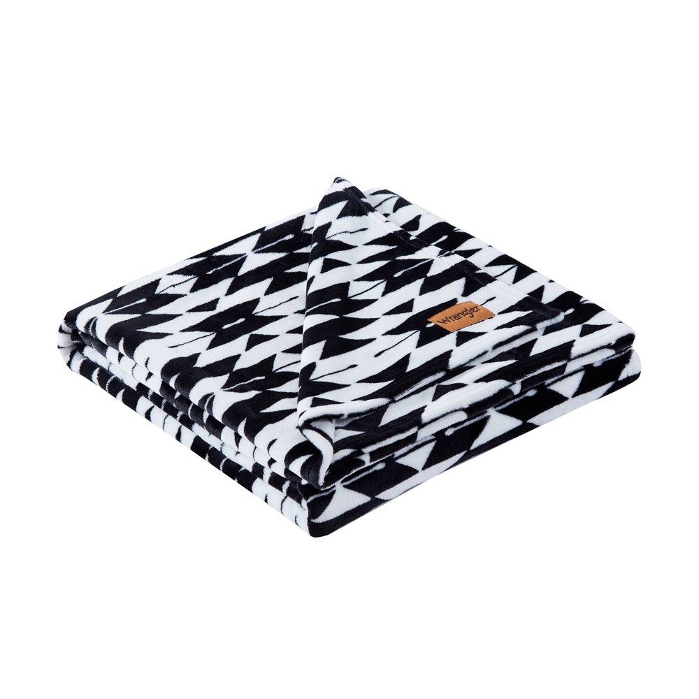 Photos - Duvet Wrangler 50"x70" Oversized Geometric Reversible Throw Blanket Black  