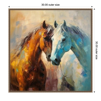 30 x 30 Bronze Framed Abstract Horse Canvas Print