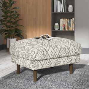 Kumasinova 26.8"L Stylish Abstract Ottoman with Petroglyph Color Oalette Design,Mid-Century Modern Accent Footrest Ottoman for Living Room,Home Decor - 1 of 4