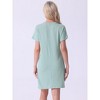 cheibear Women's Short Sleeve Front Pocket Knit Round Neck Loungewear - 3 of 4