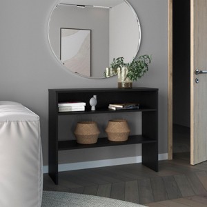 INFURNIC Desks 31.5" H Modern Library Desk with Two Shelves and Two Legs for Organized and Stylish Workspace, Black, 11.8"*39.3"*31.5" - 1 of 4