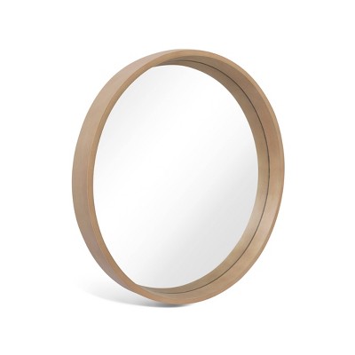 Natural Pine Wood Round Wall Mirror